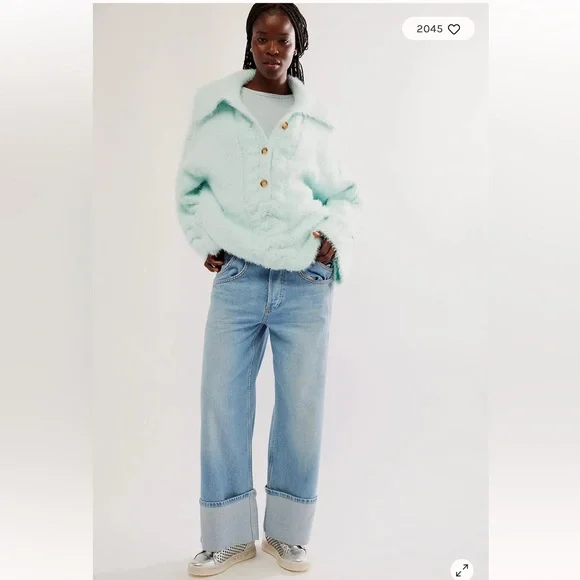 Free People Lemon Tonic Sweater Medium - Picture 2 of 6